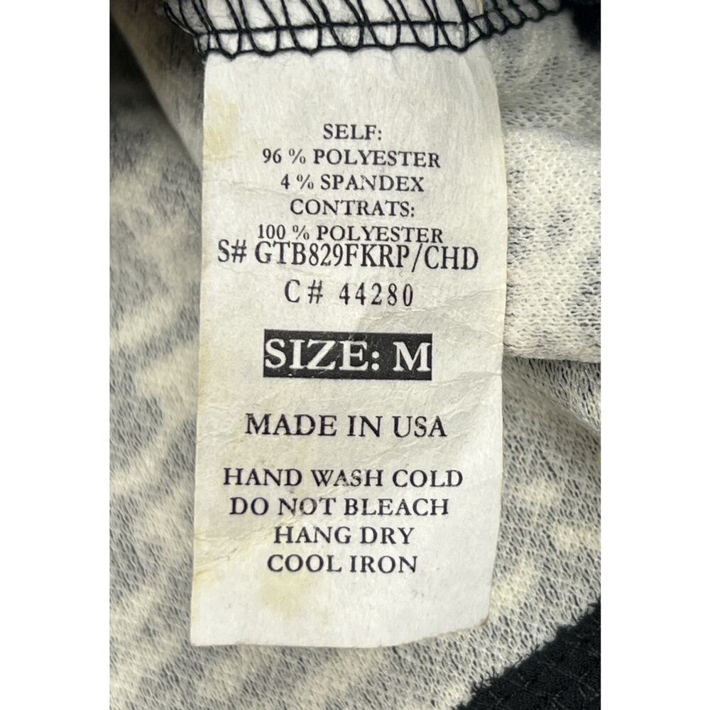 Green Envelope Casual Couture Top Womens Medium Black White Print Ruffle Hem - Picture 6 of 8